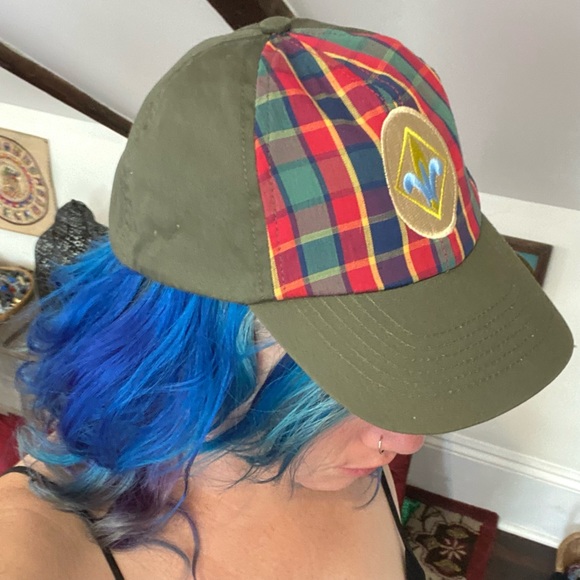 BSA Cub Scouts Weblos Rank Plaid Uniform Hat w/ Patch & Adjustable Velcro Strap - Picture 5 of 7